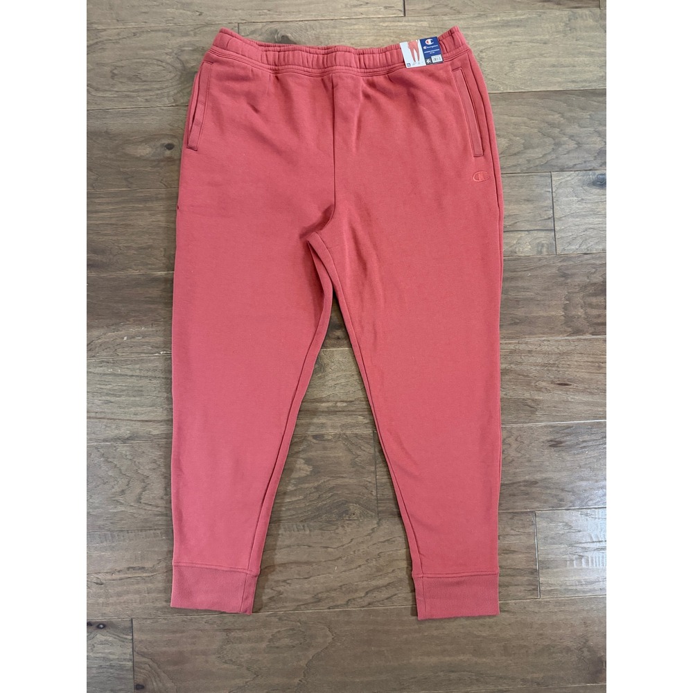 Champion Mens XXL Fleece Jogger Sweatpants Red Terracotta Authentic Athleticwear